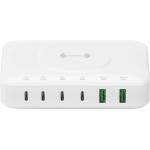 4smarts 7in1 GaN PD Wireless Charging Station 100W - захранване за ел. мрежа с 4xUSB-C PD изхода и 2xUSB изходa (бял)