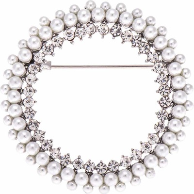 Biju Brož kulatá s perličkami a zirkony 9002060-1