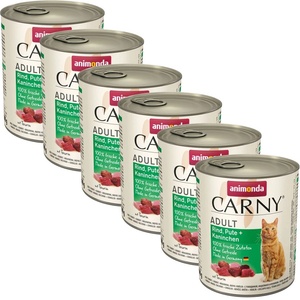 Animonda CARNY Cat Adult говеждо, пуйка + заек 6 x 800 г