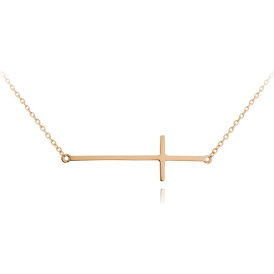 Minet Rose gold stříbrný náhrdelník kříž ležatý JMAS0062RN45
