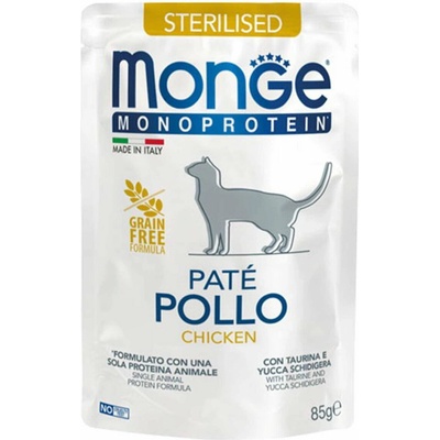 Monge paštéta pre sterilizované mačky s jemnou kuracou príchuťou 85 g