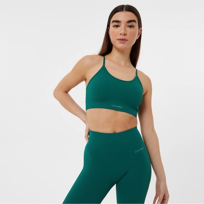 USA Pro Seamless Ribbed Sports Bra - Forest Green