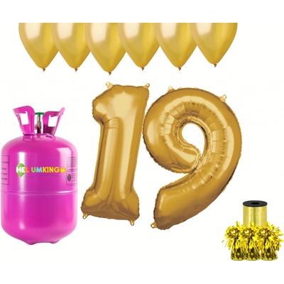 HeliumKing Helium párty set na 19. narozeniny se zlatými balónky