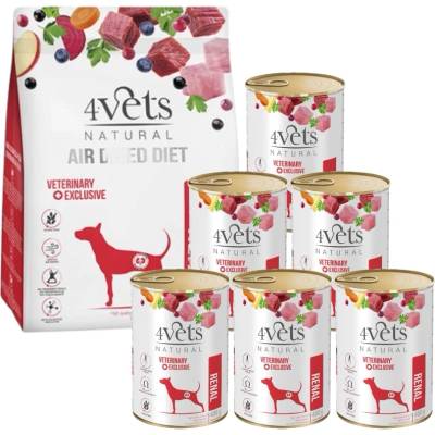 4Vets NATURAL Renal суха храна за кучета с бъбречна недостатъчност 1 кг + влажна храна 6x400g