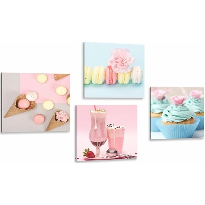 Set obrazů sladká pochoutka s nápojem - 4x 60x60