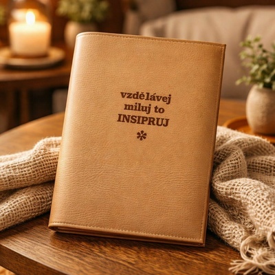 Obal na knihu z ECO kůže INSPIRUJ Barva: Béžová, Rozměr: 22,5 x 33 cm, Text uvnitř: Bez vlastního textu