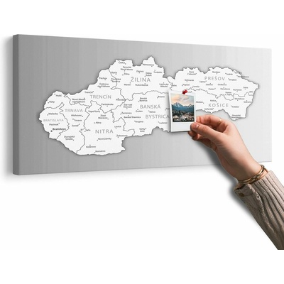 Obraz na korku čiernobiela mapa Slovenska