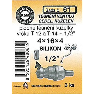 HARTMAN těsnění ploché kuželky vršku T 12 a T 14-1/2" silikon, sada č. 61