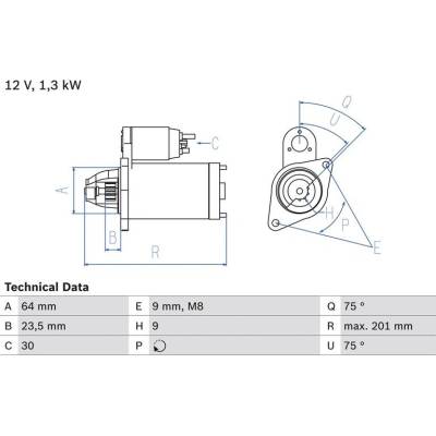 BOSCH 0 986 024 200 Startér (0986024200)