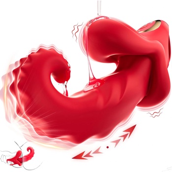 SuperLove G-Spot Tongue Thrusting Dual Vibrator with App Red