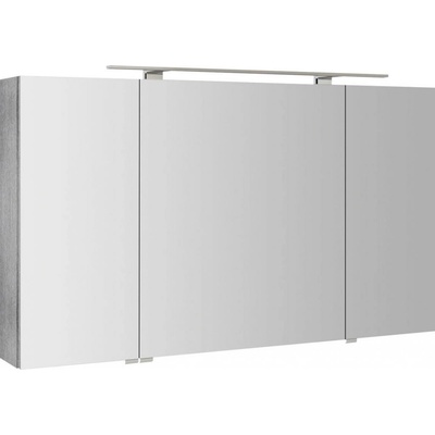 Sapho RIWA galerka s LED osvětlením, 3x dvířka, 121x70x17cm, dub stříbrný