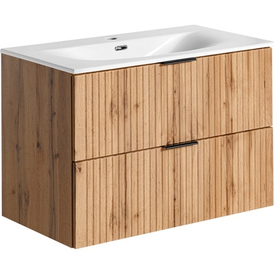 Comad Koupelnová skříňka s keramickým umyvadlem Adel Oak 80 cm - dub wotan