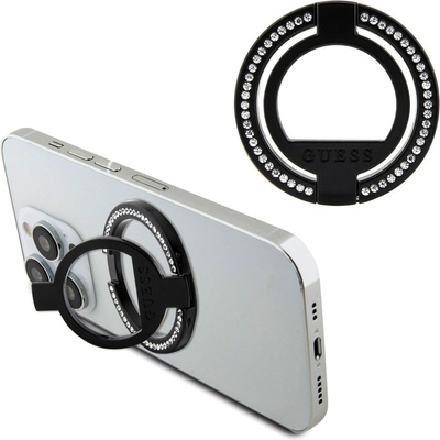 Guess Rhinestones MagSafe Ringstand černé