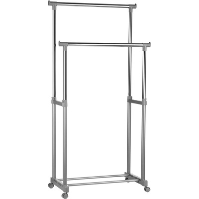 Premier Housewares Метална телескопична стойка за дрехи на колелца в сребрист цвят - Premier Housewares (1900395)