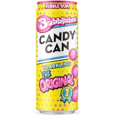 Candy Can x Bubblicious sycená limonáda s cukrem a sladidly s příchutí žvýkačky 330 ml