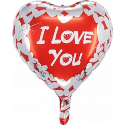 Party Factor Fóliový balónek srdce I Love You O 42 cm červeno-bílý