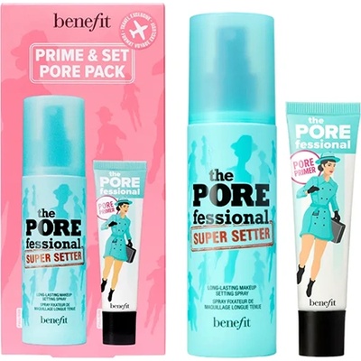 Benefit Prime & Pore Make-Up Set комплект основа и фиксатор за грим за жени 1 бр