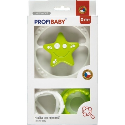 ProfiBaby Souprava chrastítko řetěz + chrastítko hvězdička/kytička barevná