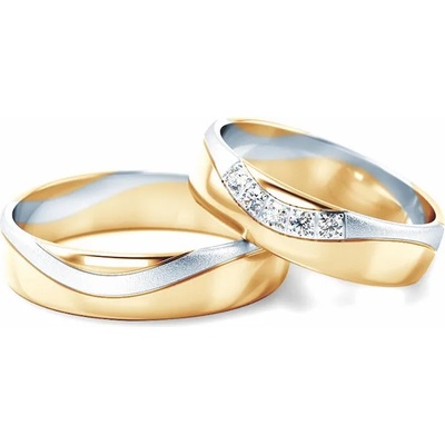 SAVICKI Сватбени халки: двуцветно злато, полукръгъл профил. 5 мм