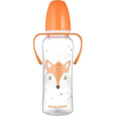 Canpol babies Štandardná fľaša s uškami Cute Animals oranžová 250 ml