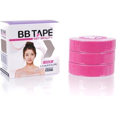 BB Tape Face tejp na tvár ružová 5 m x 1,7 cm 3 ks