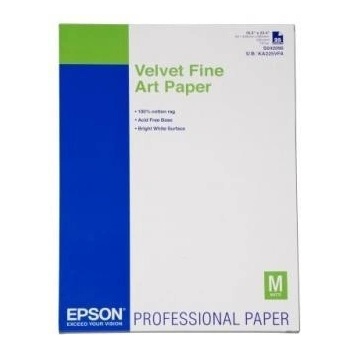 Epson Velvet Fine Art Paper S042096 C13S042096, 260 г/м2, A2, 25 бр. , кадифе, бял, фотографска хартия (C13S042096)