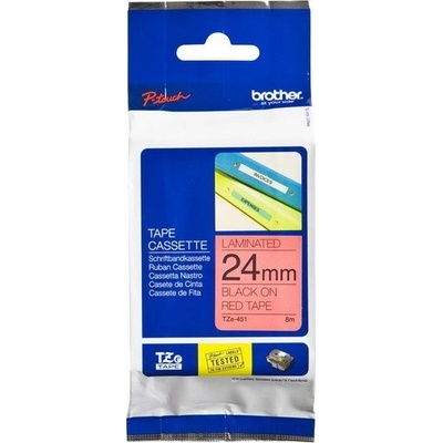 Páska Brother 24mm TZE451, čierna na červenú