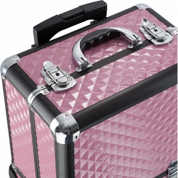 TecTake 401444 Kosmetický kufřík na kolečkách růžová umělá hmota