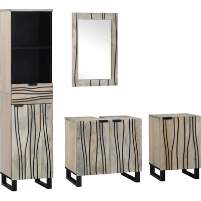 vidaXL Комплект мебели за баня 4 pcs Орехово кафяво Инженерно дърво (3310050)