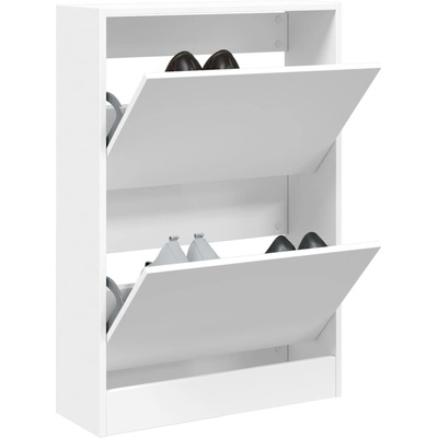 vidaXL Шкаф за обувки, бял, 60x21x87, 5 см, инженерно дърво (839889)