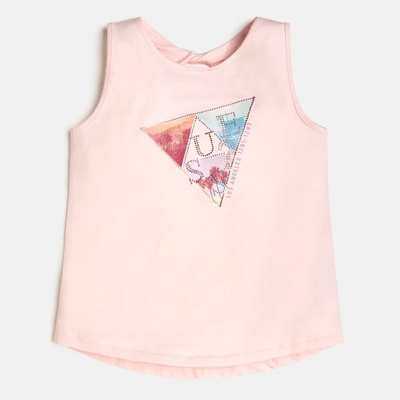GUESS Потник в розово за момиче с цветно лого и кристали Guess