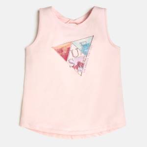 GUESS Потник в розово за момиче с цветно лого и кристали Guess