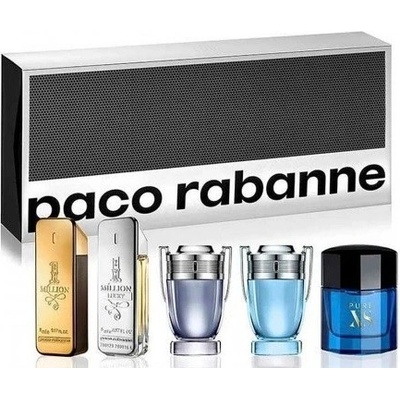 Paco Rabanne Special Travel Edition Individually Packed EDT 1 Million 5 ml + EDT 1 Million Lucky 5 ml + EDT Invicturs 5 ml + EDP Invictus Legend 5 ml + EDT Pure XS For Him 6 ml darčeková sada