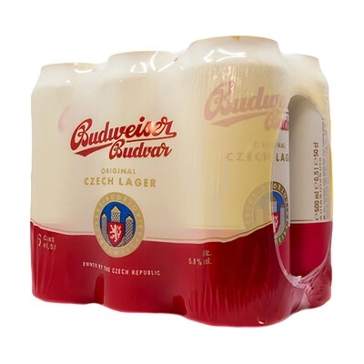 Budvar Pivo 12% 6 x 0,5 l (plech)