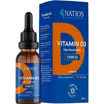 Natios Vegan Vitamin D3 1000 IU Kvapky v MCT oleji 30 ml