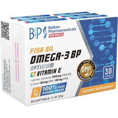 Balkan Pharmaceuticals Omega-3 BP Optimum | With Vitamin E [60 Гел капсули]