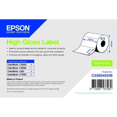 Epson мастило с висок гланц 102 мм x 51 мм 610 етикета / ролка