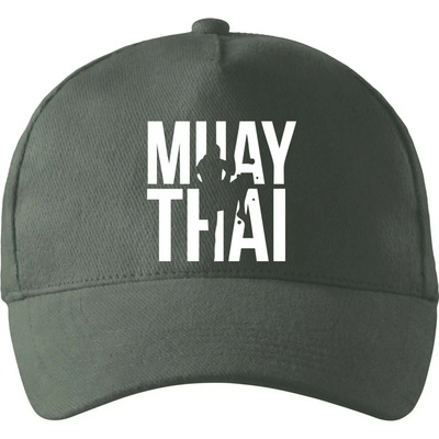 Nápis Muay Thai so zahnutým šiltom a mosaznou sponou Tm. bridlica šedozelená