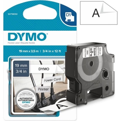 Dymo páska 16958 D1 Nylon 19 mm bílá černý tisk 35 m