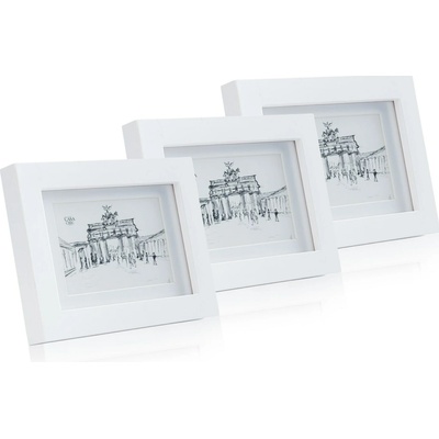 Casa Chic Everton, rámy na obrázky, sada 3 rámov, obdĺžnikové, 14 x 9 cm, pasparta, sklo (CL-4X6-3-WHT)