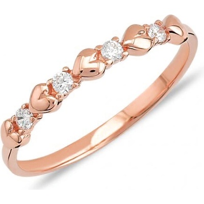 Lillian Vassago Prsten se srdíčky a zirkony růžové zlato LLV11 GR005R
