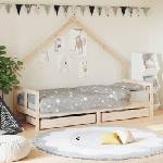 vidaXL Рамка за детско легло с чекмеджета, 80x200 см, чам масив (834549)