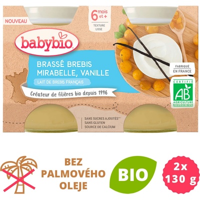 Babybio Brassé z ovčího mléka mirabelky vanilka 2 x 130 g – Zboží Dáma