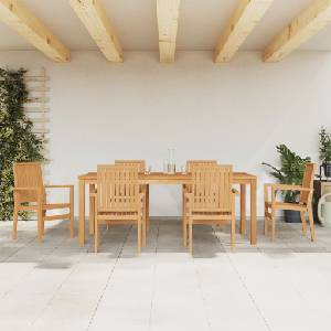 vidaXL Градински трапезен комплект, 7 части, тиково дърво масив (3157921)