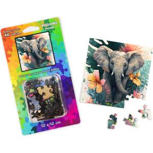 WoodMix Puzzles Дървен пъзел WoodMix, Животни, 40 части - Бебе слон (WM-P40-0025)