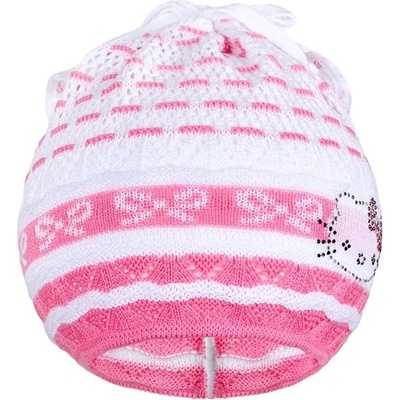 New Baby pletená čiapočka šatka mačička ružová