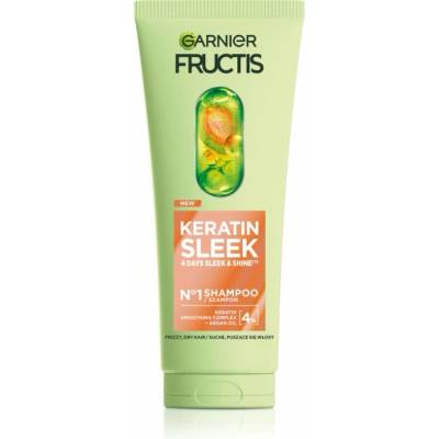 Garnier Fructis Keratin Sleek šampón s keratínom na lesk a hebkosť vlasov 200 ml