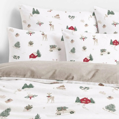 Goldea vianočné flanel obliečky duo tradičné vianoce s latte 200x200 2x70x90