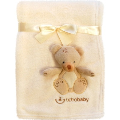 Bobobaby Deka do postýlky s 3D aplikací zvířátka béžový medvěd – Zboží Dáma