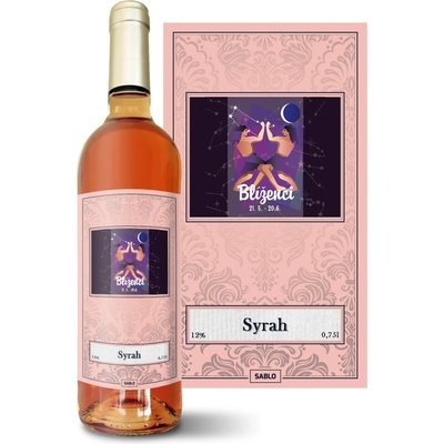 Sablio Blíženci Syrah ružové suché víno 12 % 0,75 l (čistá fľaša)